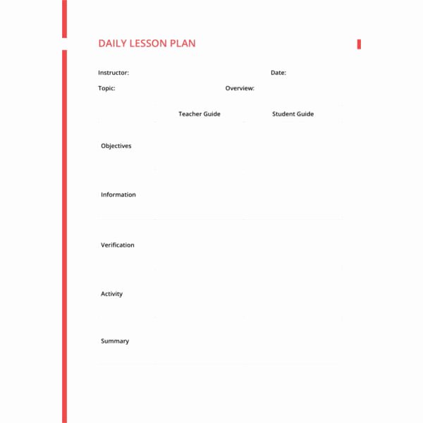 Daily Lesson Plan Template Luxury Daily Lesson Plan Template 13 Free Sample Example
