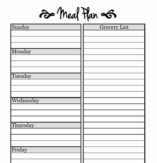 printable meal planning templates