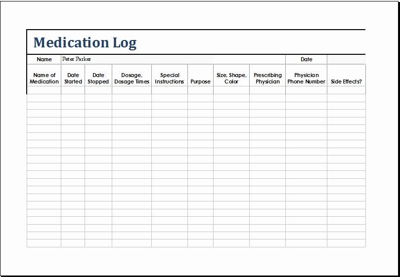 Daily Medication Schedule Template Best Of Ms Excel Patient Medication Log Template