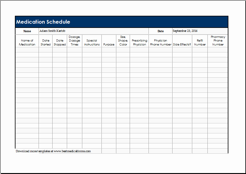 Daily Medication Schedule Template Luxury Daily Medication Schedule Template for Excel
