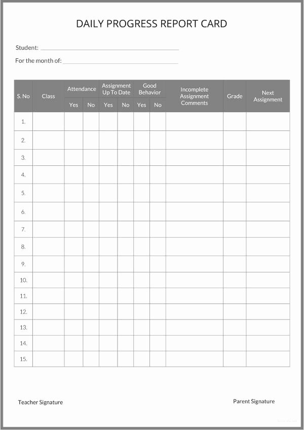 Daily Progress Report Template Best Of 16 Report Card Templates Free Sample Example format