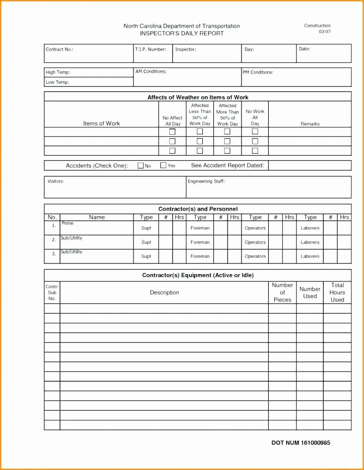 Daily Progress Report Template Inspirational Construction Daily Report Template Progress format Excel