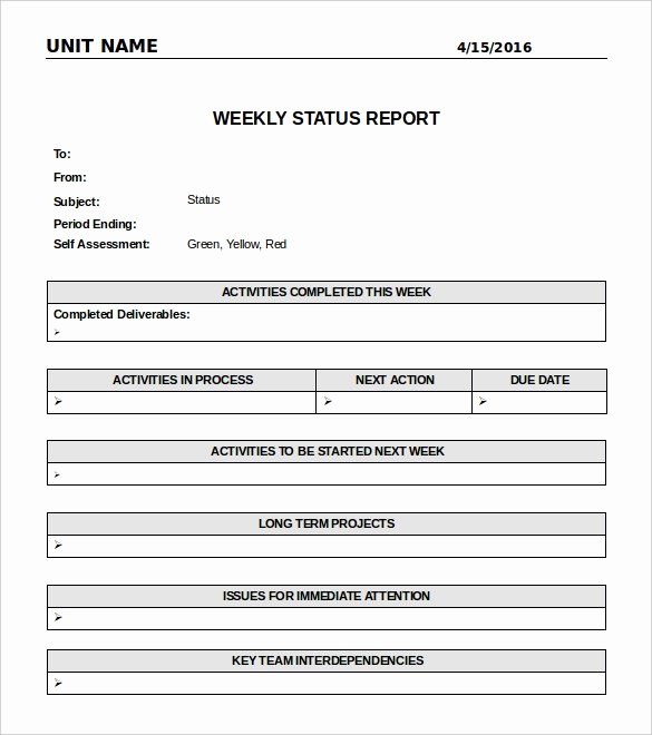 Daily Status Report Template Luxury Weekly Report Template