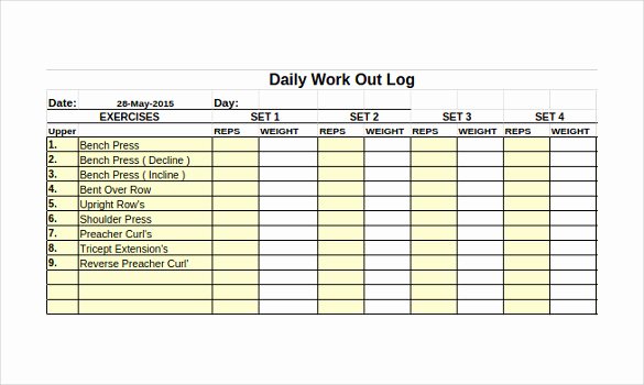 Daily Work Log Template Inspirational Workout Log Template – 14 Free Word Excel Pdf Vector