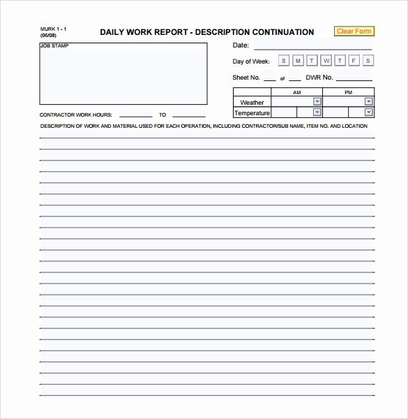 Daily Work Report Template Elegant Daily Report 7 Free Pdf Doc Download