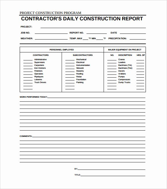 Daily Work Report Template Fresh Daily Construction Report Template – 25 Free Word Pdf