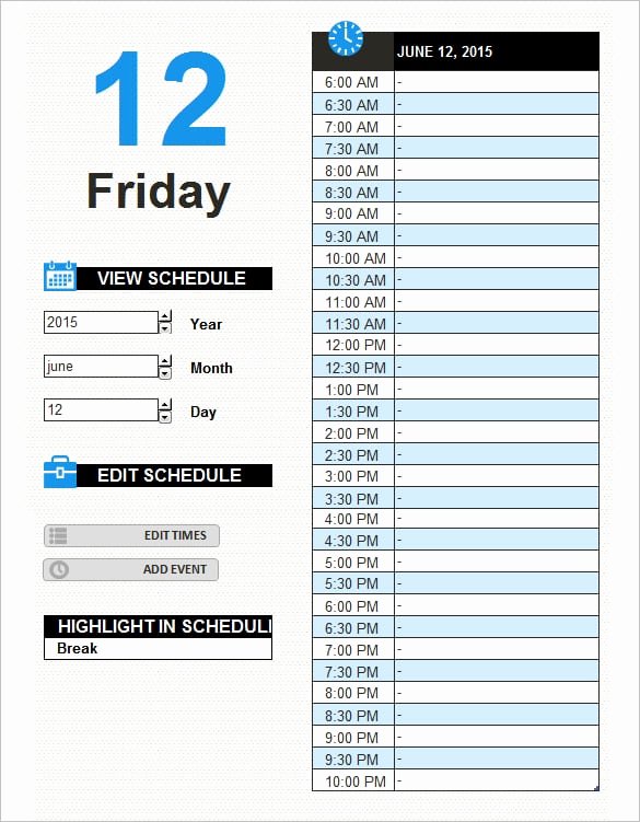 Daily Work Schedule Template Beautiful 9 Work Schedule Templates Word Excel Pdf formats