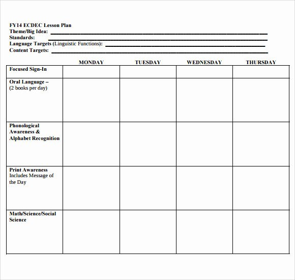 Daycare Lesson Plan Template Unique 7 Printable Lesson Plan Templates to Download