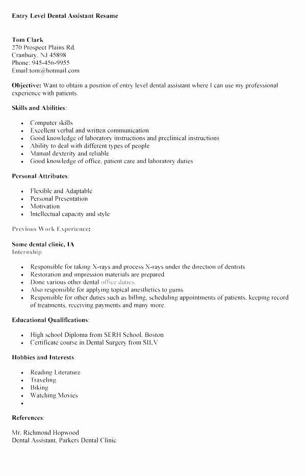 Dental assistant Resumes Template Luxury 33 Amazing Cover Letter for Dental Receptionist with No