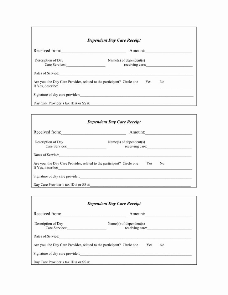 Dependent Care Receipt Template Beautiful 12 Daycare Receipt Template Free Download