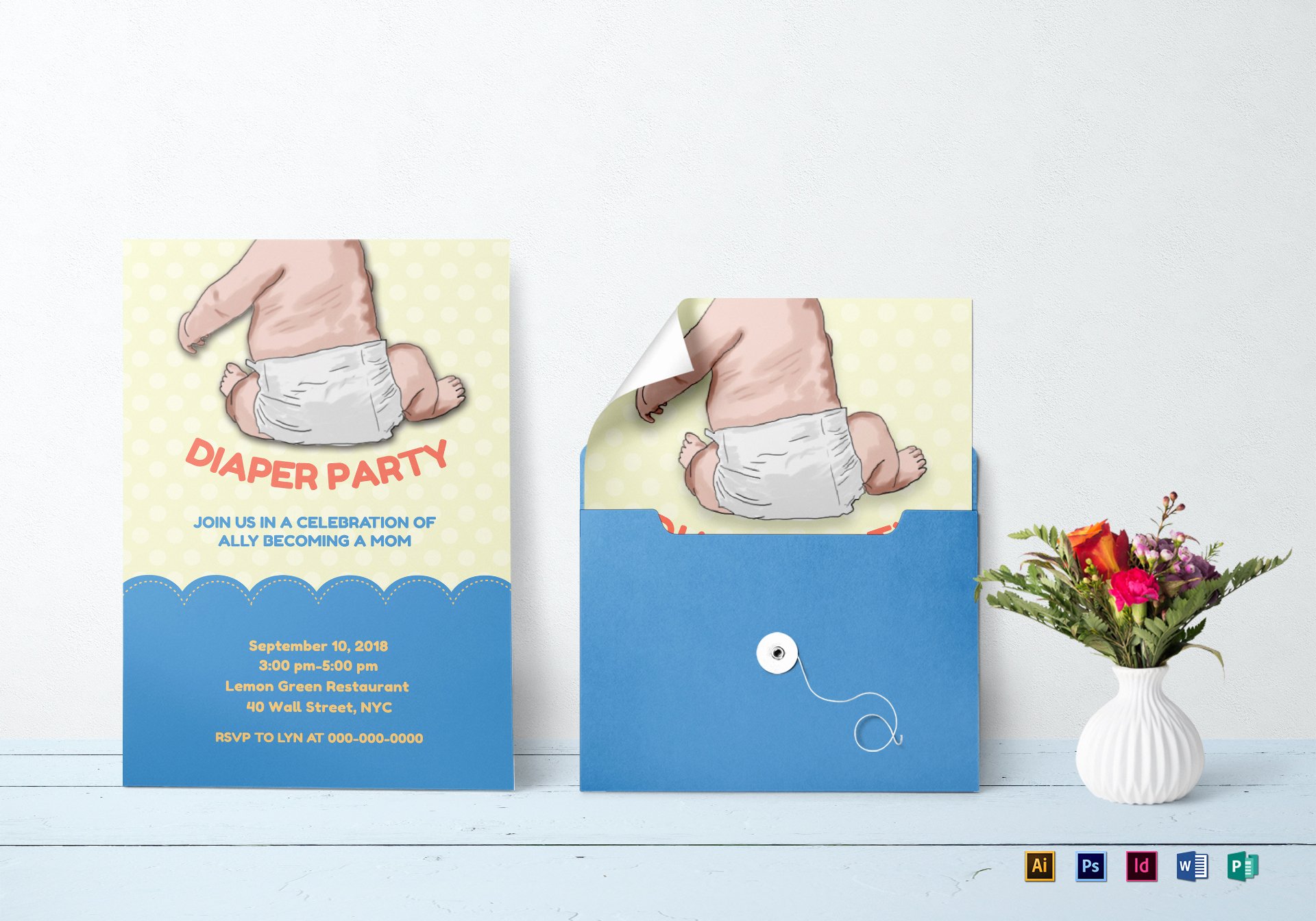 Diaper Party Invitation Template Luxury New Mom Diaper Party Invitation Design Template In Psd