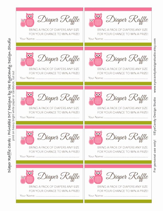 Diaper Raffle Template Free Fresh Items Similar to Printable Owl Diaper Raffle Tickets