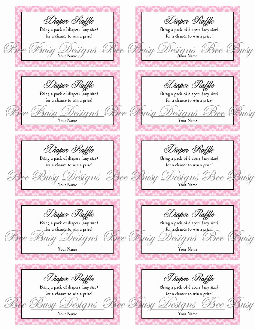 Diaper Raffle Ticket Template Fresh Printable Pink Flower Diaper Raffle Tickets Great for Baby