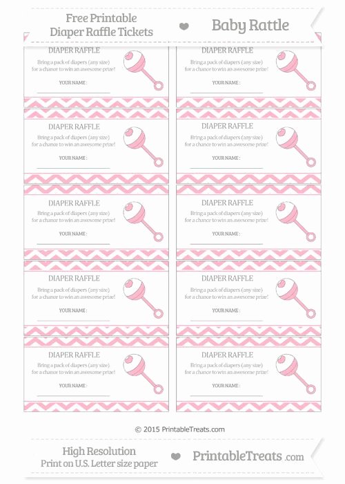 Diaper Raffle Tickets Template Inspirational Free Pastel Light Pink Chevron Baby Rattle Diaper Raffle