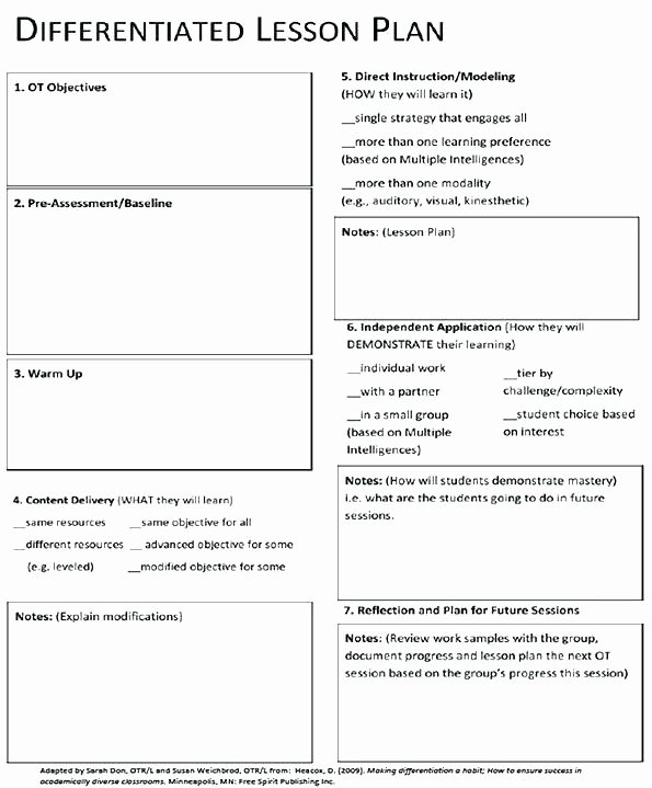 Differentiated Lesson Plan Template Awesome Preschool Lesson Plan Template More Weekly Planning form