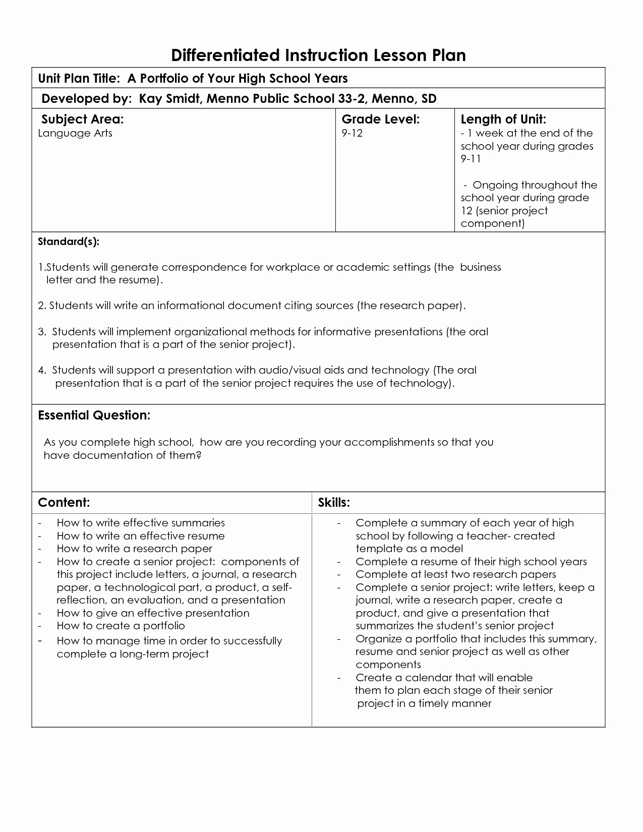 Differentiated Lesson Plan Template Fresh Differentiated Instruction Lesson Plan Template 1954