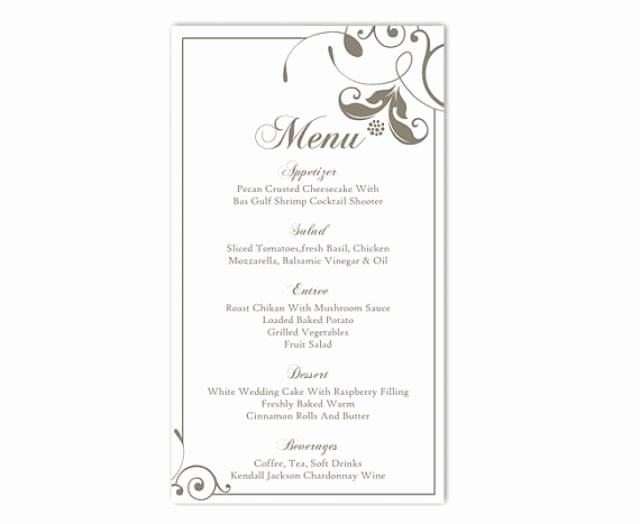 Dinner Menu Template Word Luxury Wedding Menu Template Diy Menu Card Template Editable Text