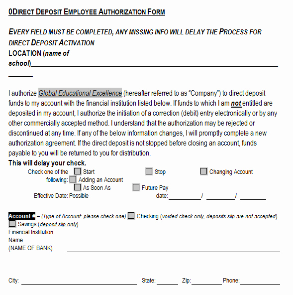 Direct Deposit form Template Best Of 4 Direct Deposit form Templates formats Examples In