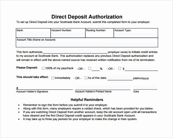 Direct Deposit form Template Elegant 8 Direct Deposit Authorization forms Download for Free