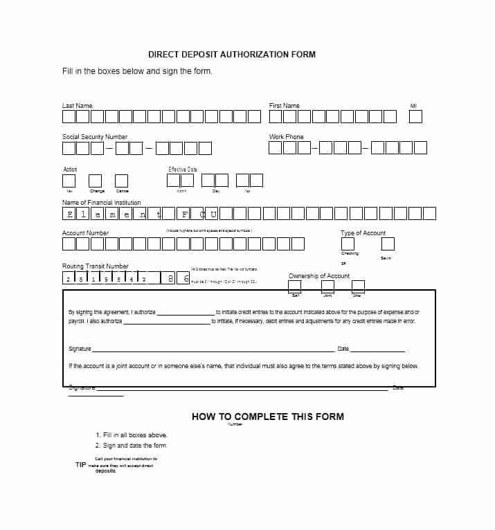 Direct Deposit form Template Lovely 47 Direct Deposit Authorization form Templates Template
