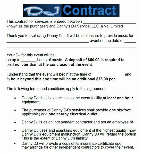 Disc Jockey Contracts Template Awesome 14 Dj Contract Templates Pdf Google Docs Apple Pages