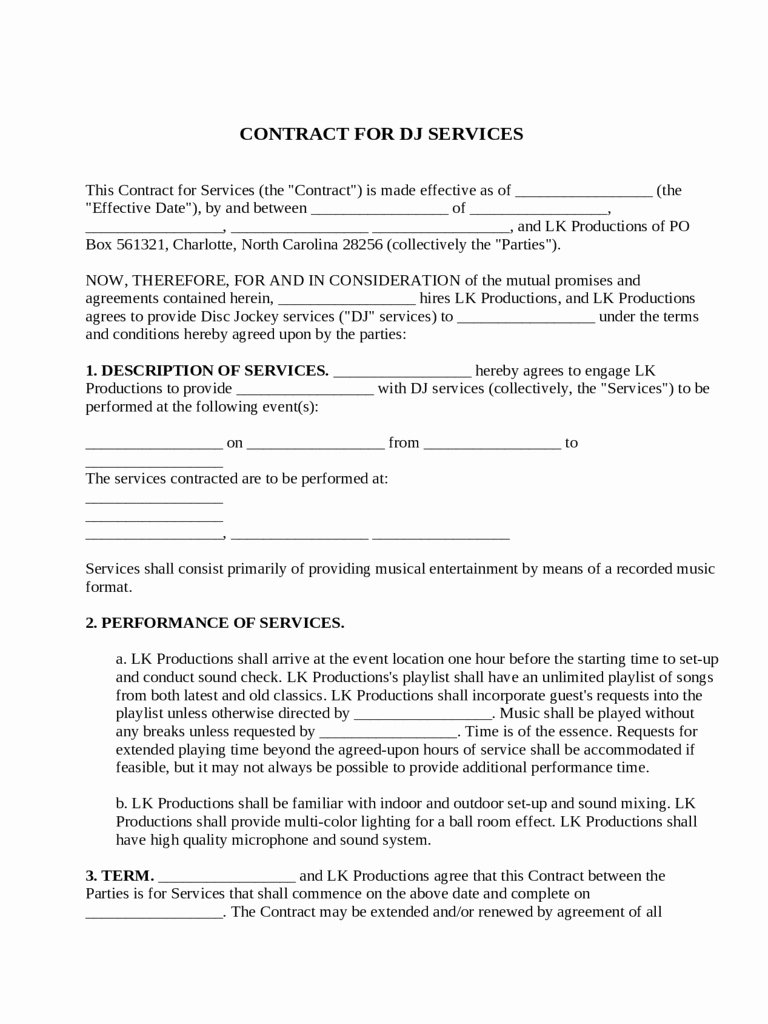 Disc Jockey Contracts Template Best Of 33 Great Dj Contract Agreement Sample Ze M