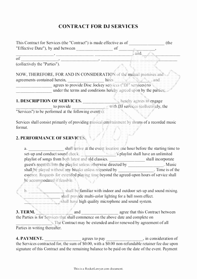 Disc Jockey Contracts Template Lovely Disc Jockey Contracts Template