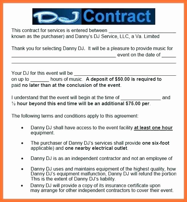 Disc Jockey Contracts Template Lovely Dj Service Contract Template – Updrill