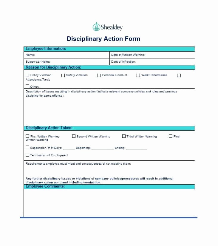 Disciplinary Action form Template Awesome 40 Employee Disciplinary Action forms Template Lab