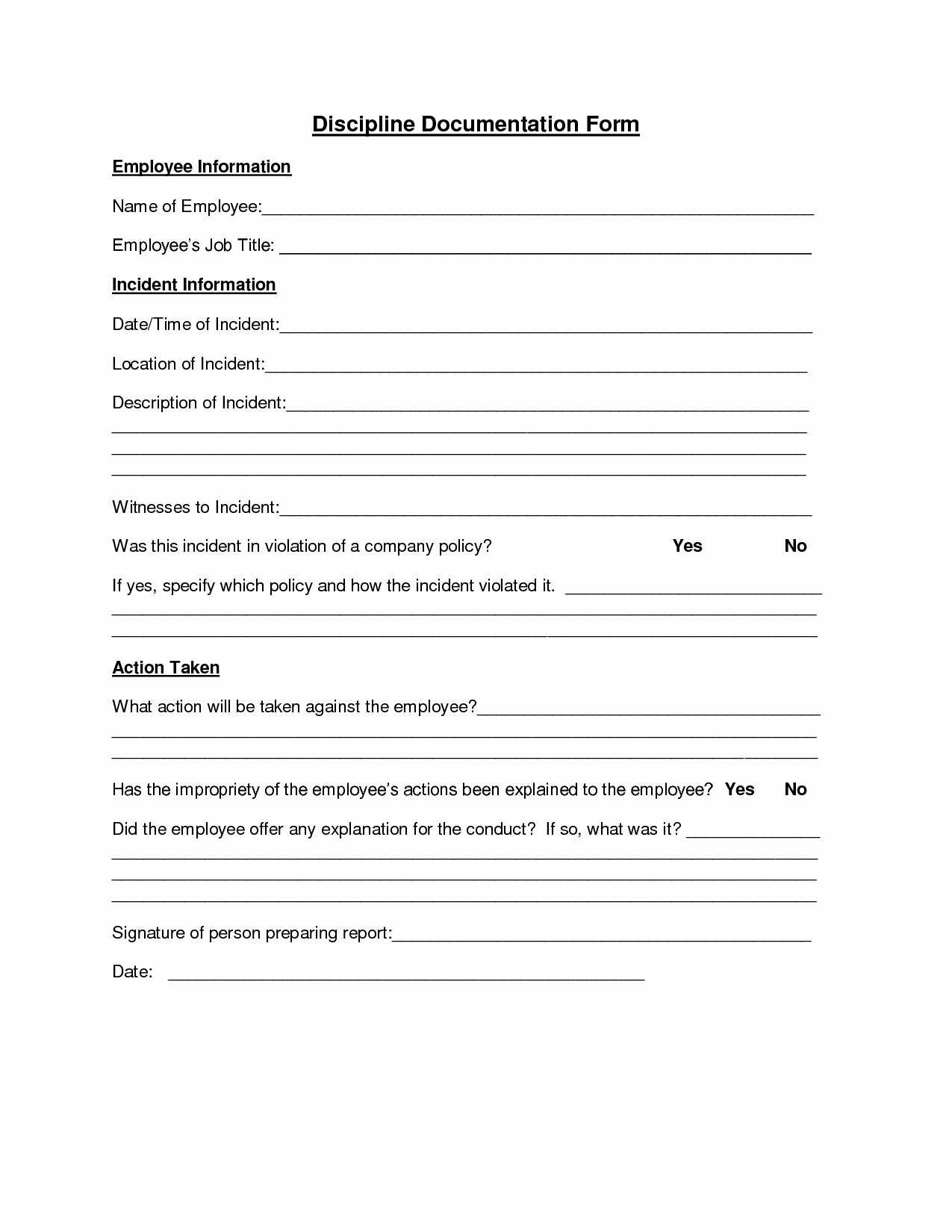 Disciplinary Action form Template Elegant Best S Of Employee Write Up Template Word Employee