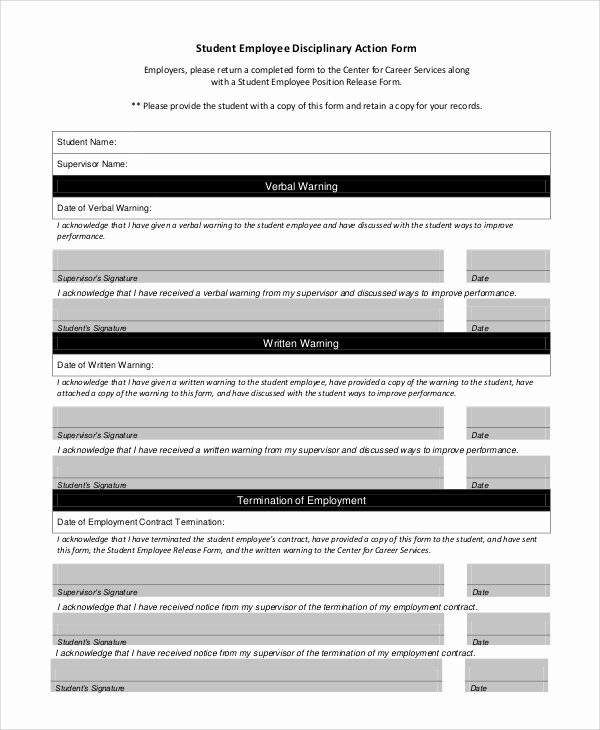 Disciplinary Action form Template Luxury Sample Employee Discipline form 10 Examples In Pdf Word