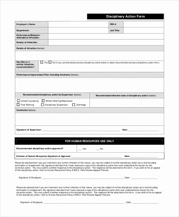 Disciplinary Action form Template New 8 Sample Disciplinary Action forms