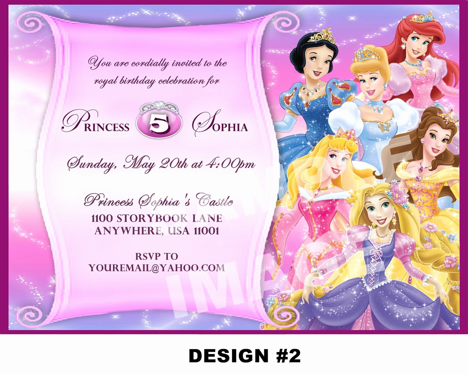 Disney Princess Invitation Template Luxury Disney Princesses Birthday Invitations Disney Princess