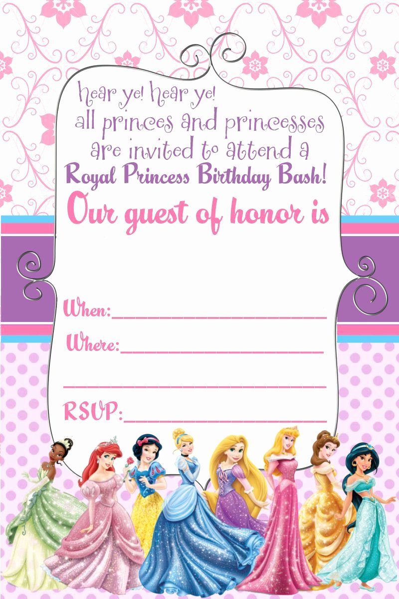 Disney Princess Invitation Template New Free Disney Princess Invitation and Thank You Card