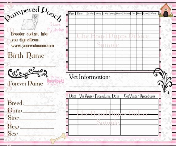 Dog Shot Record Template Awesome for Dogs Dog Breeders and Dogs On Pinterest