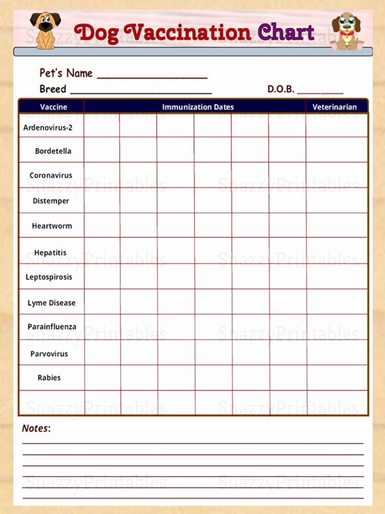 Dog Vaccination Record Template Fresh Printable Dog Vaccination Chart Instant Download Pdf