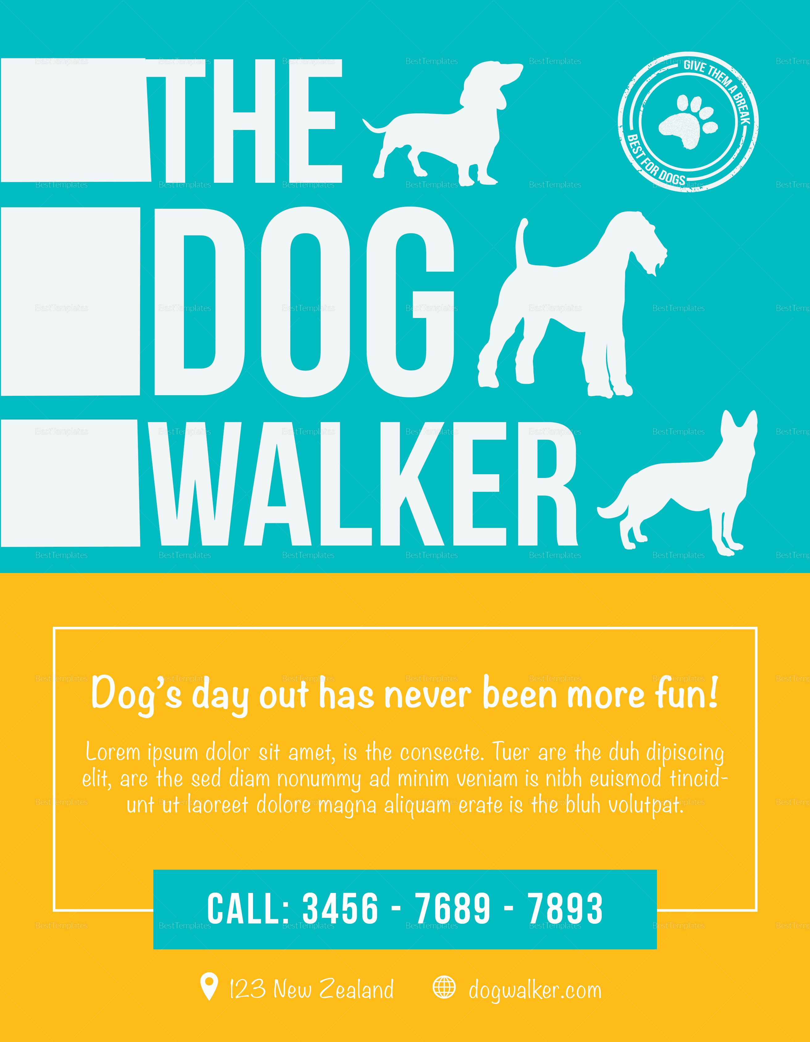 Dog Walking Flyer Template Best Of Dog Walker Flyer Design Template In Psd Word Publisher
