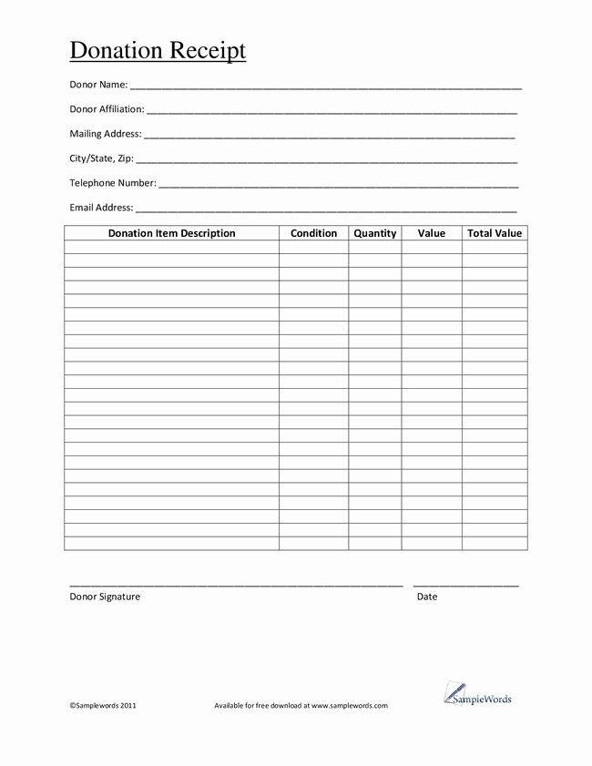 Donation form Template Pdf Fresh Salvation Army Donation Receipt Fill Line Printable
