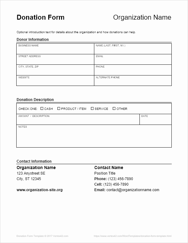 Donation form Template Word Fresh Donation form Template for Word