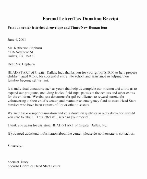 Donation Receipt Letter Template Awesome 28 New Donation Receipt Letter for Tax Purposes format