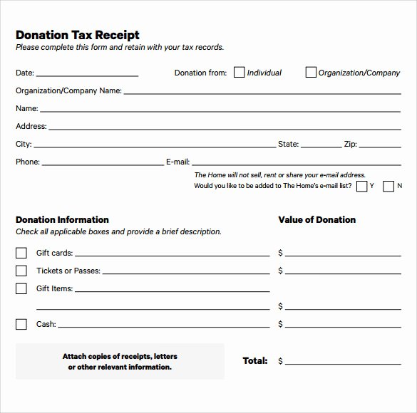Donation Tax Receipt Template New Blank In Kind Donation form Template Templates Resume