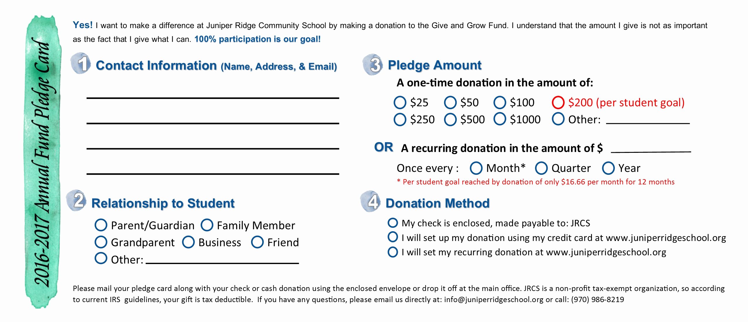 Donor Pledge Card Template Elegant Sample Pledge Card Non Profit Tire Driveeasy