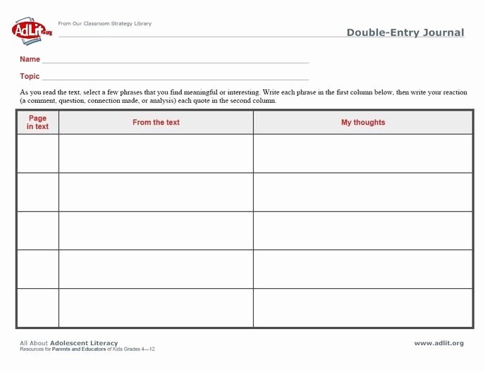 Double Entry Journal Template Elegant Double Entry Journals Examples Teaching