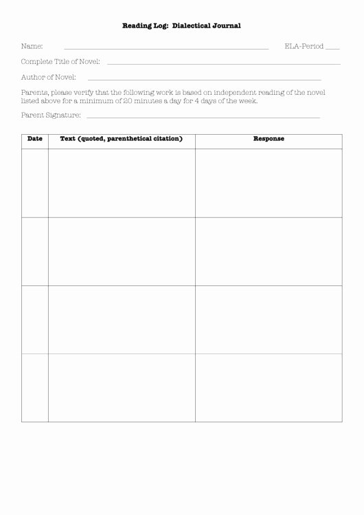 Double Entry Journal Template Unique 14 Inspirational Dialectical Journal Template Pdf