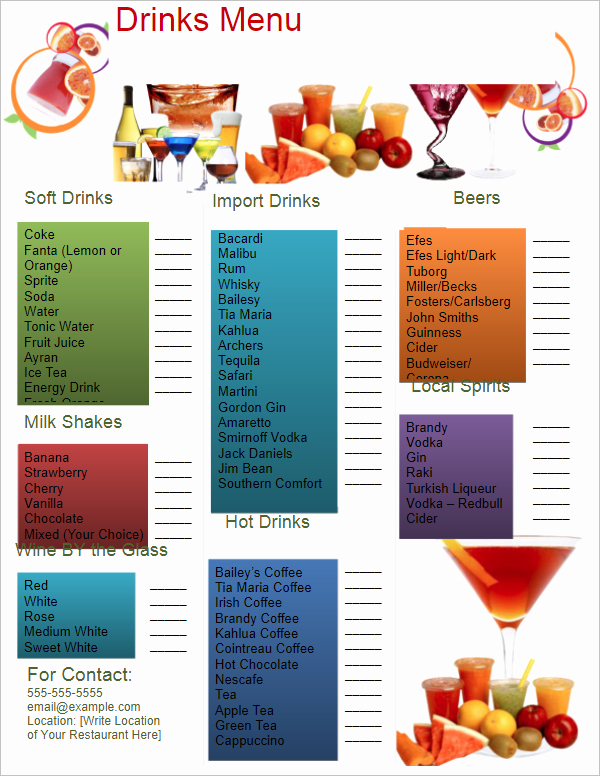 Drink Menu Template Free Best Of 35 Free Menu Templates Word Doc Psd Designs