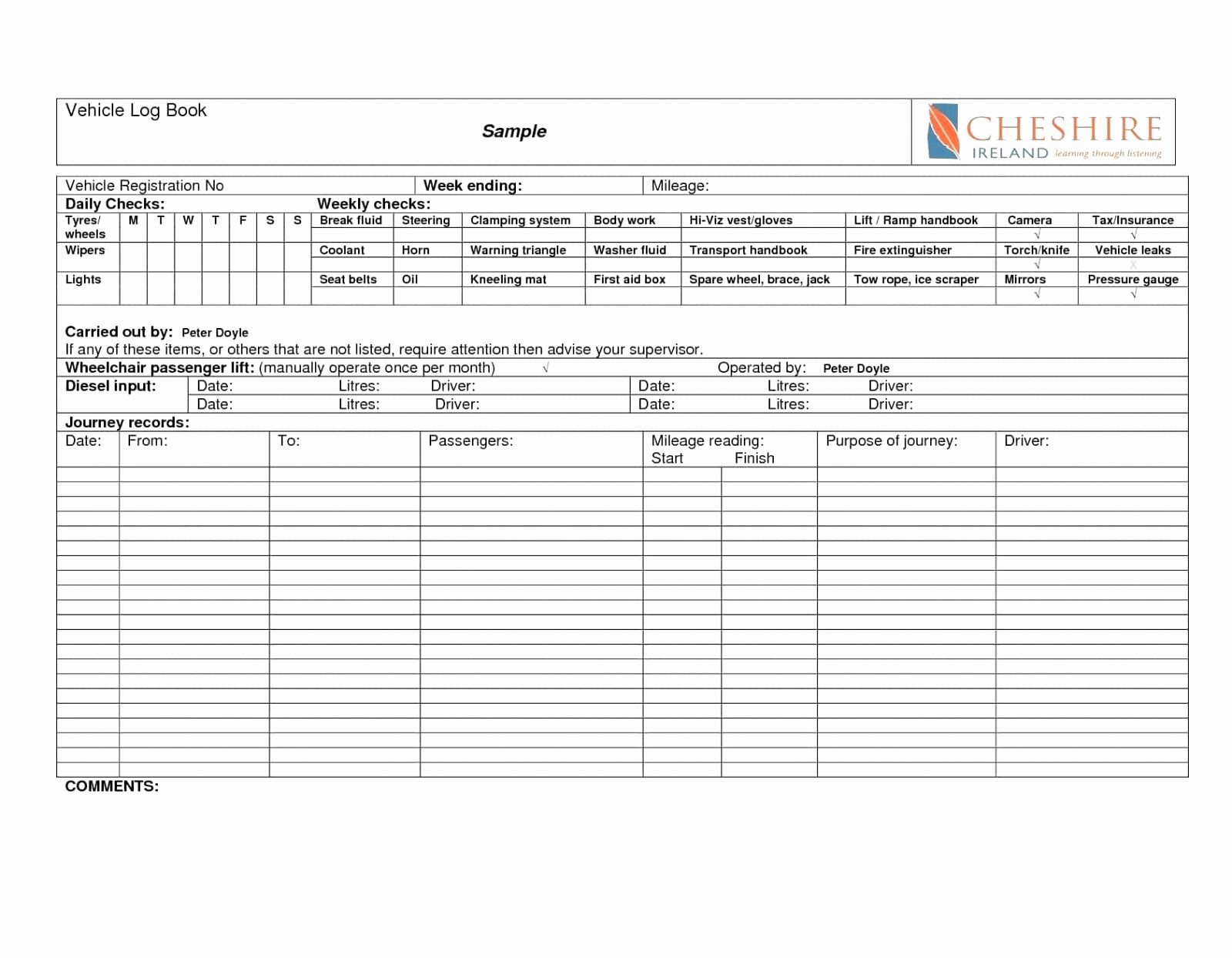 Drivers Log Sheet Template Lovely Driver Log Sheetplate Drivers Daily formplates Example