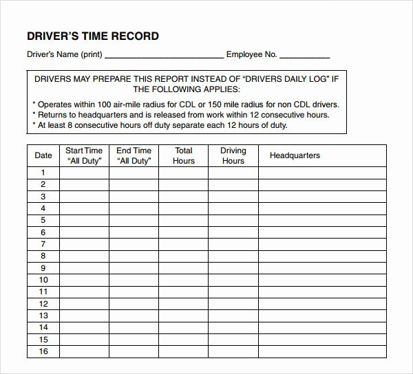 Drivers Log Sheet Template Luxury 16 Sample Daily Log Templates Pdf Doc