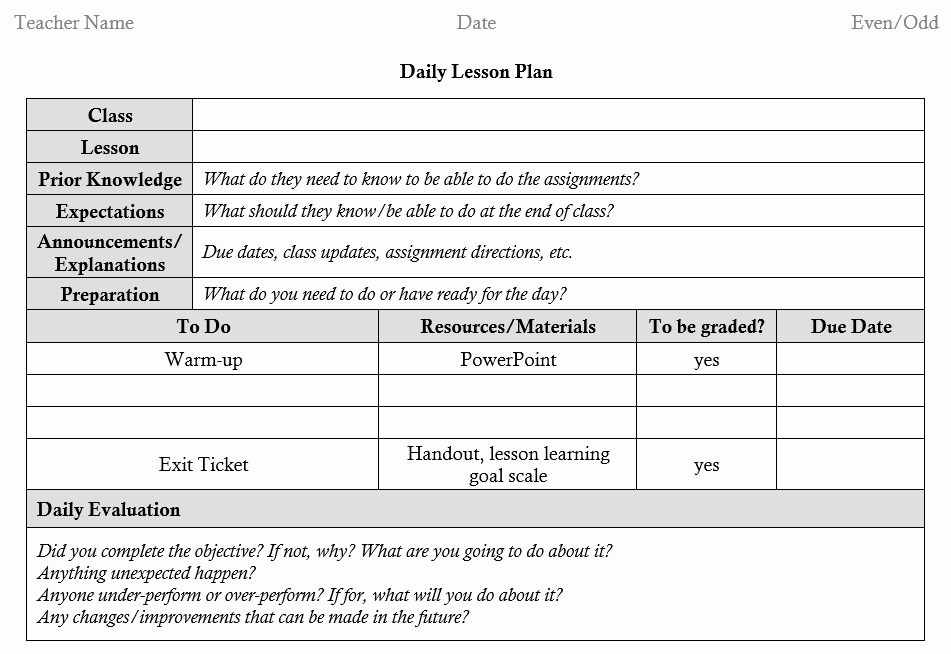 Editable Lesson Plan Template Elegant Editable Daily Lesson Plan Template
