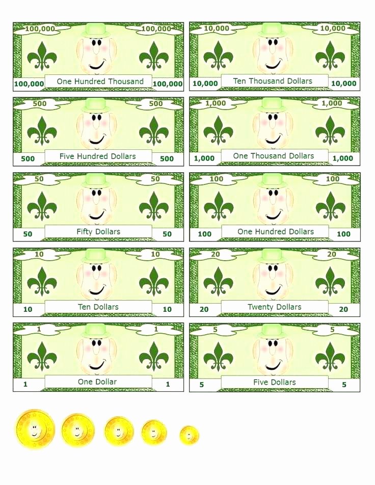 Editable Play Money Template Fresh Printable Play Money Template for Kids Activity Shelter