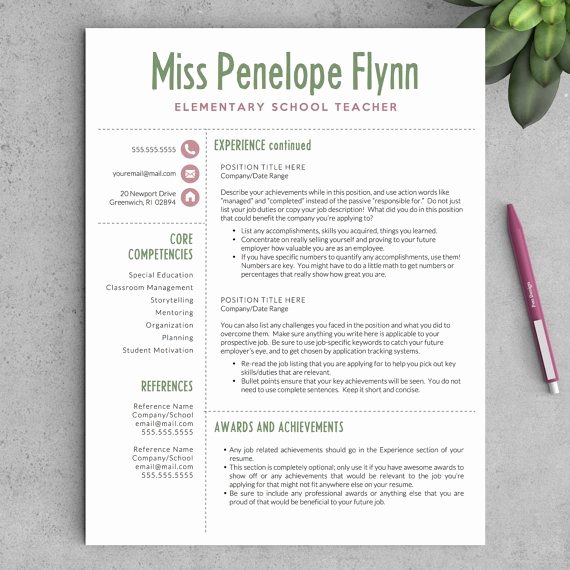 Education Resume Template Free Awesome Elementary Teacher Resume Template for Word &amp; Pages 1 3